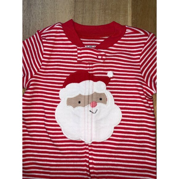 Carters Baby Red & White Striped Santa One-Piece Footed Pajamas Christmas Outfit - Picture 3 of 8